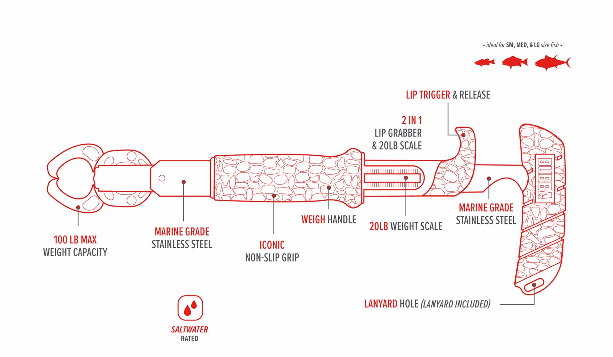 Bubba Fish Lip Grabber with 20lb Scale