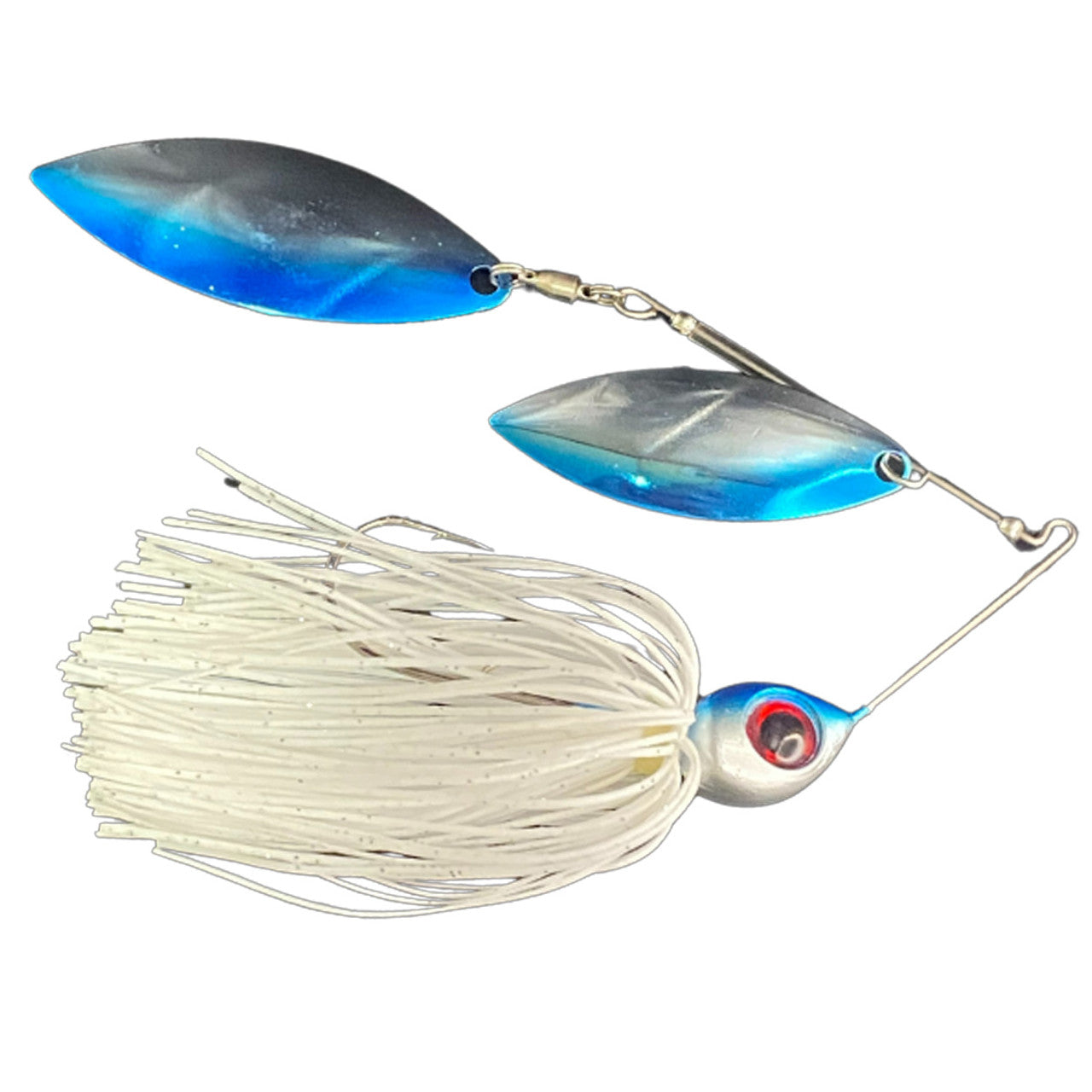 Head Hunter Nasty 50/50 Double Willow Spinnerbait Blue Shiner White Silver Glitter