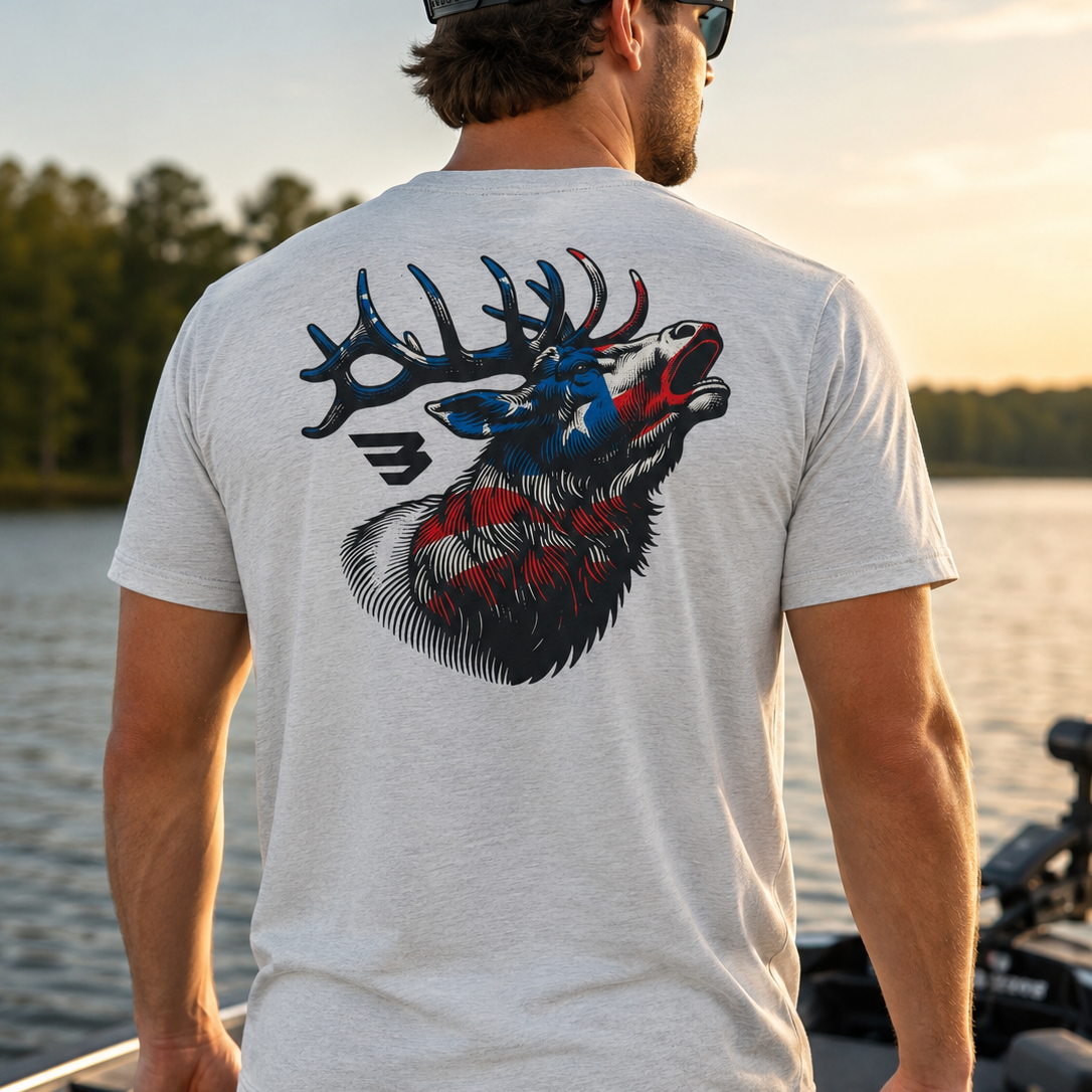 Burlebo Short Sleeve Tee American Elk - Ash Gray