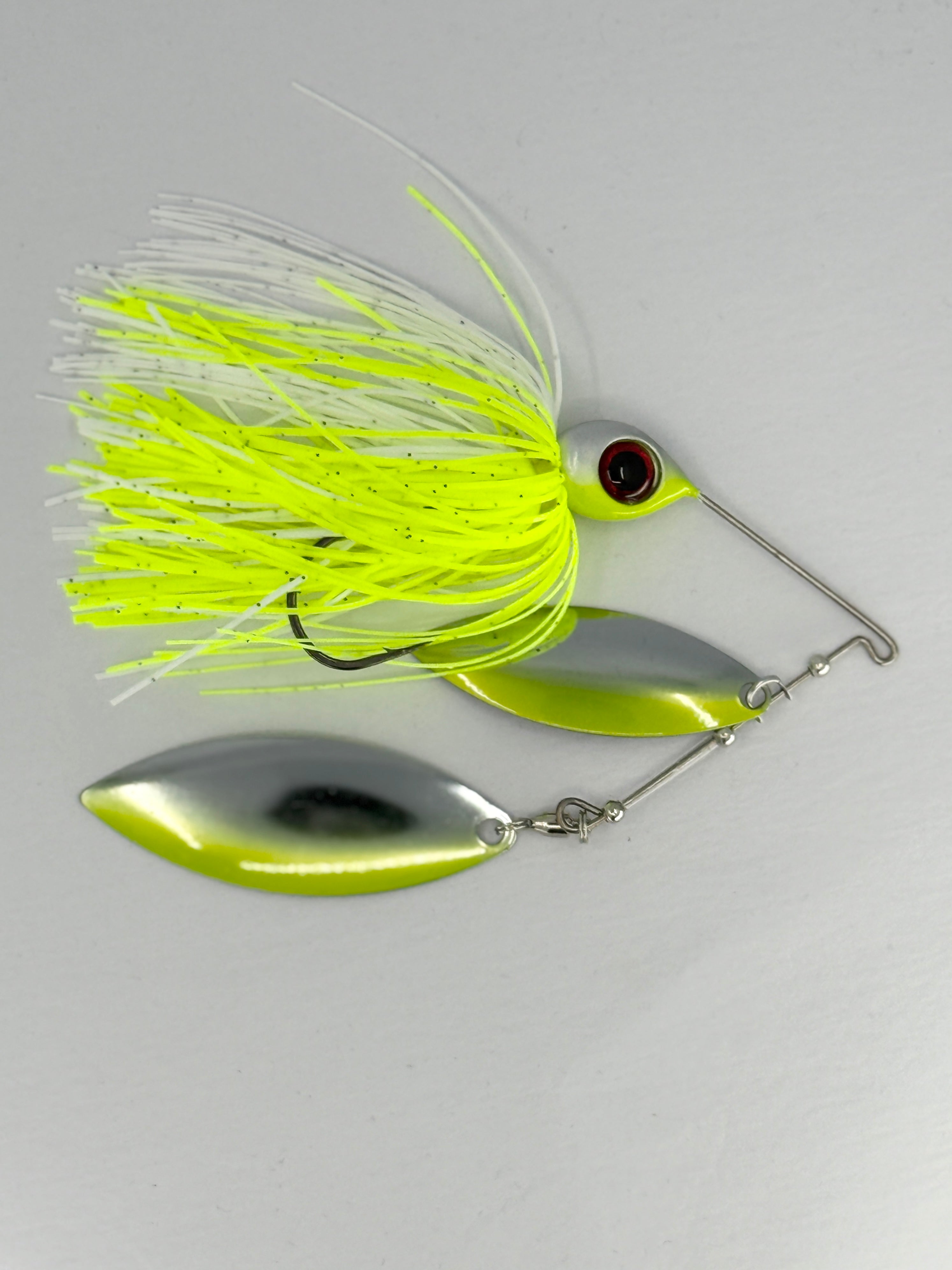 Head Hunter Nasty 50/50 Double Willow Spinnerbait Chartreuse Shiner Chartreuse White
