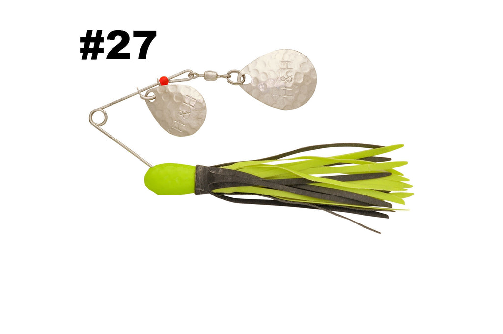 H&H Spinnerbait Chartreuse Black Chart Double Willow