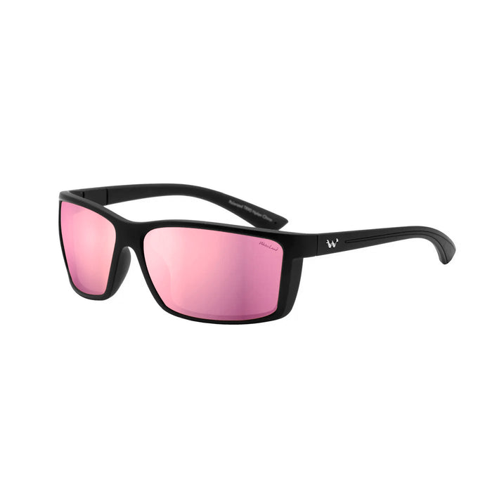 Waterland Men's Sunglass - Laydown Black Frame - Rosewater Poly Lens