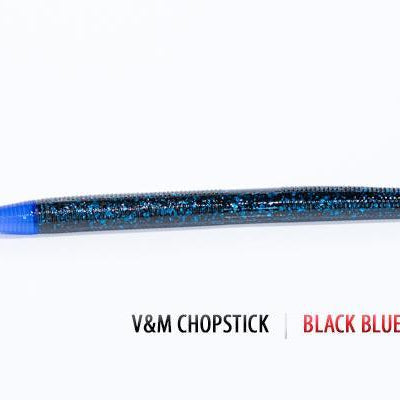 V&M Chopstick Worm 10pk Black Blue Tip **