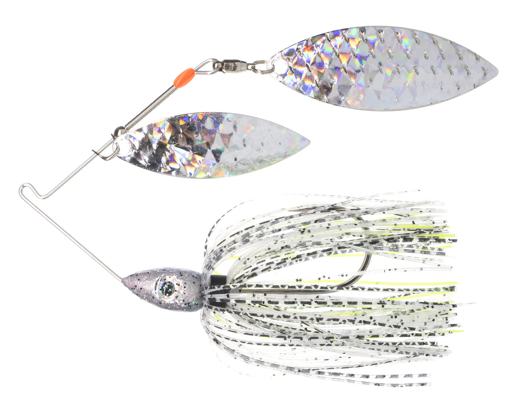 Pulsator Shattered Glass Spinnerbait Bombshell Bass Silver Glass 3 8oz