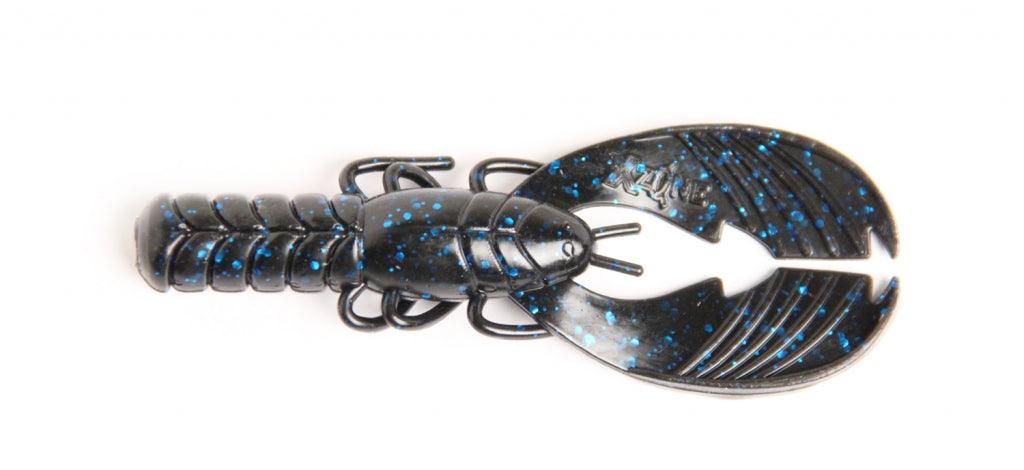 X Zone Lures Pro Series 4" Muscle Back Craw Black Blue Flake