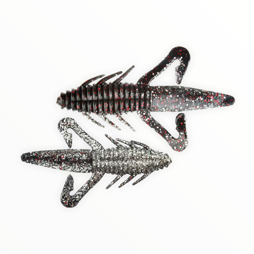 Gene Larew 3.5" Biffle Bug Jr. 8pk Black Neon Double Silver