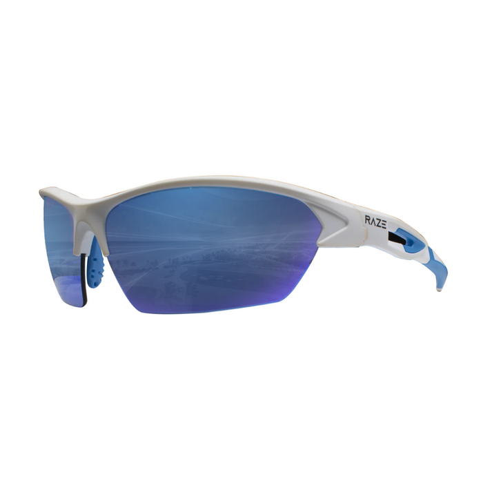 Raze Eyewear Pursuit- White w Blue Lens