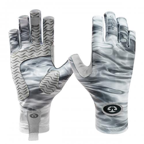Flying Fisherman Sun Bandit Pro Series Fishing Gloves Gray Water