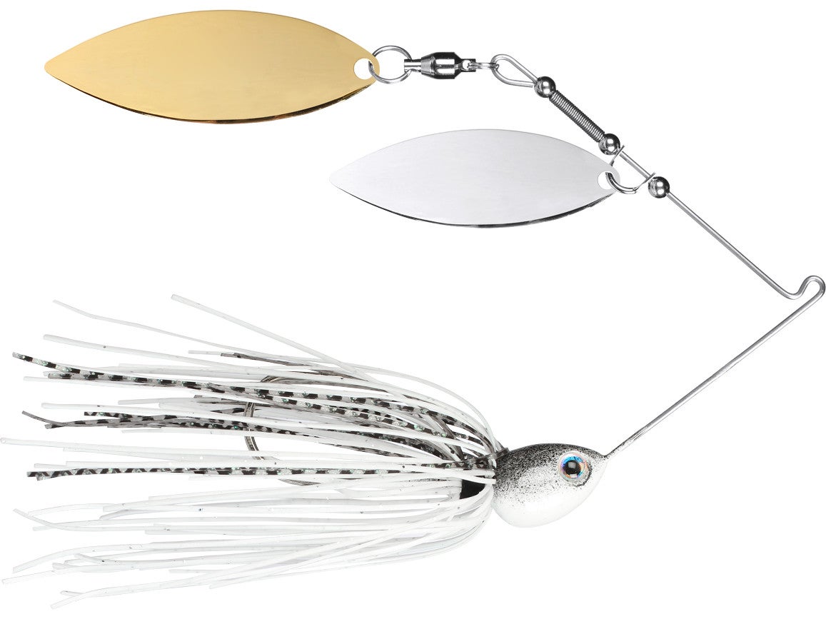 Santone Lures M Series Double Willow Spinnerbait White Shadow - DBL Wil Slv Gld