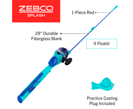 Zebco Youth Splash Floating Spincast Combo