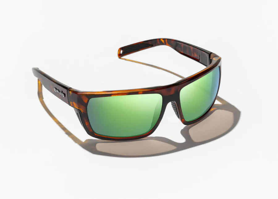 Bajio Palometa Sunglasses Brown Tortoise Matte Green Mirror Glass
