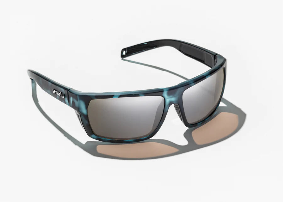 Bajio Palometa Sunglasses Blue Tortoise Matte Silver Mirror Poly