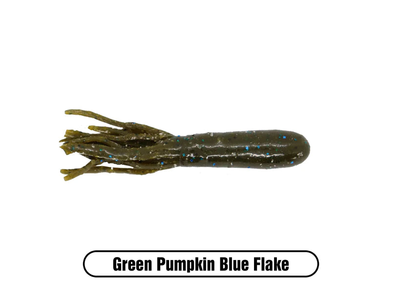 X Zone Lures Pro Series 3.75" X-Tube 3.75" Green Pumpkin Blue Flake