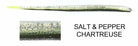 Roboworm Straight Tail 6" Salt & Pepper Chartreuse