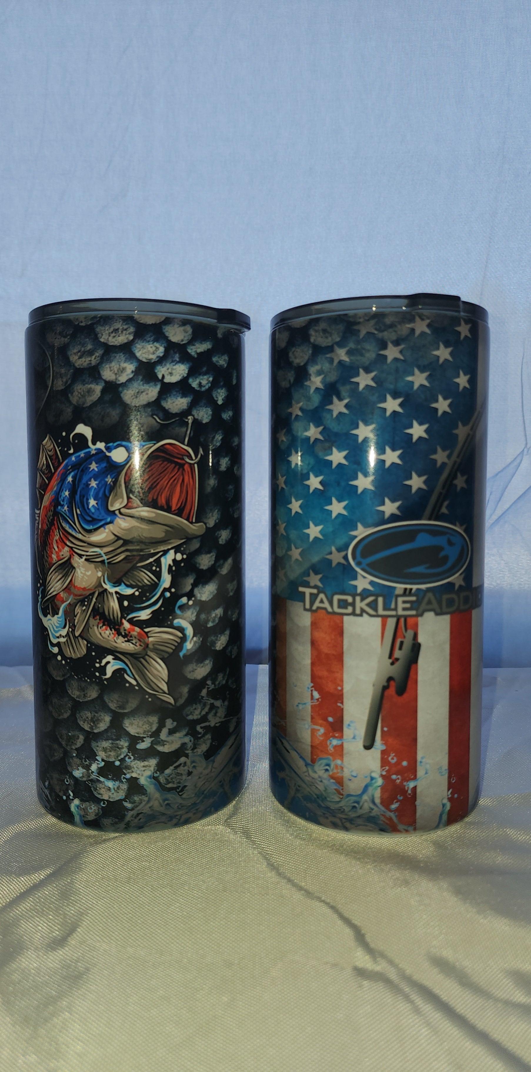 Tackle Addict Fatty Tumbler 22oz USA Bass over Black Scales